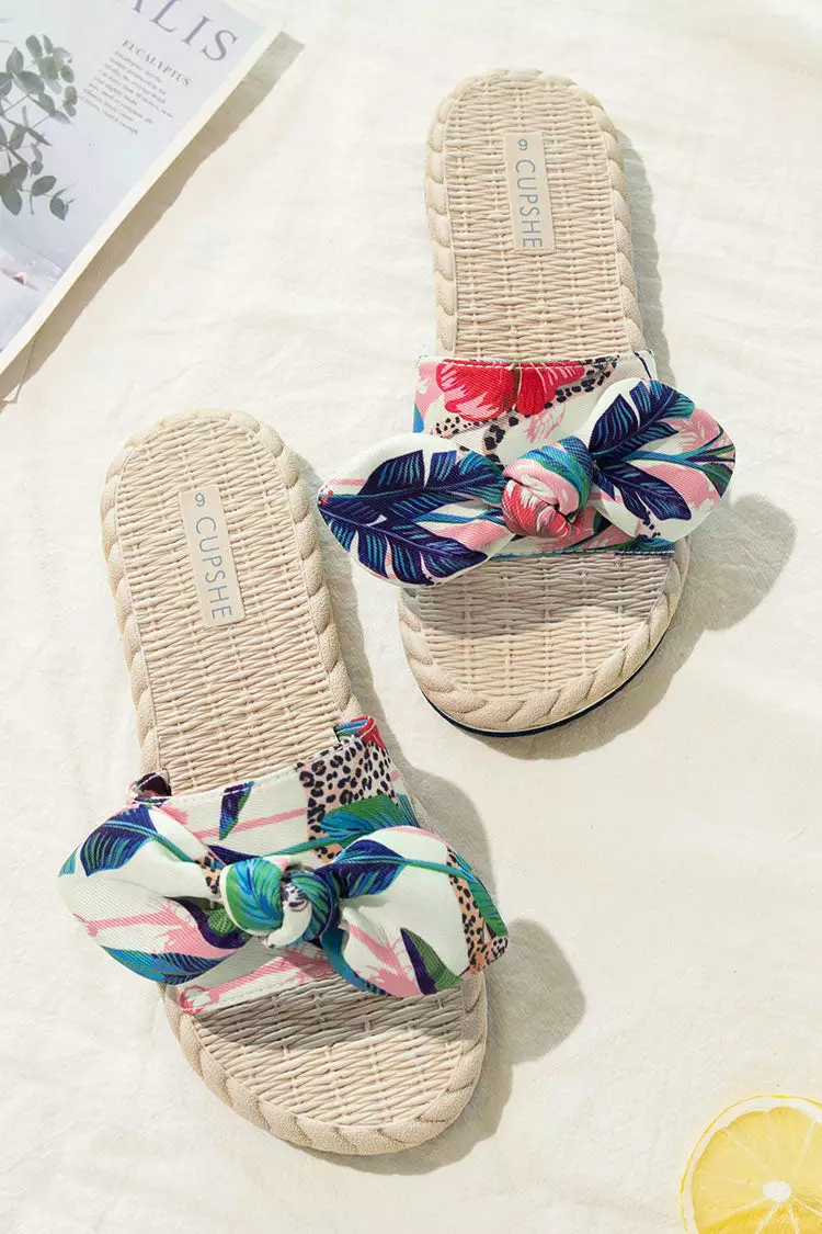 Cupshe Spring Fling Tropical Bow Knot Slide Sandals 1 Cupshe Spring Fling Tropical Bow Knot Slide Sandals