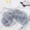Cupshe Karter Grey Cross Strap Fluffy Slippers