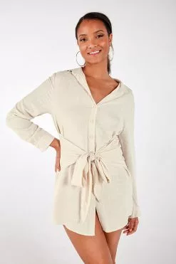 Cupshe Savanna Long Sleeve Button Shirt Dress