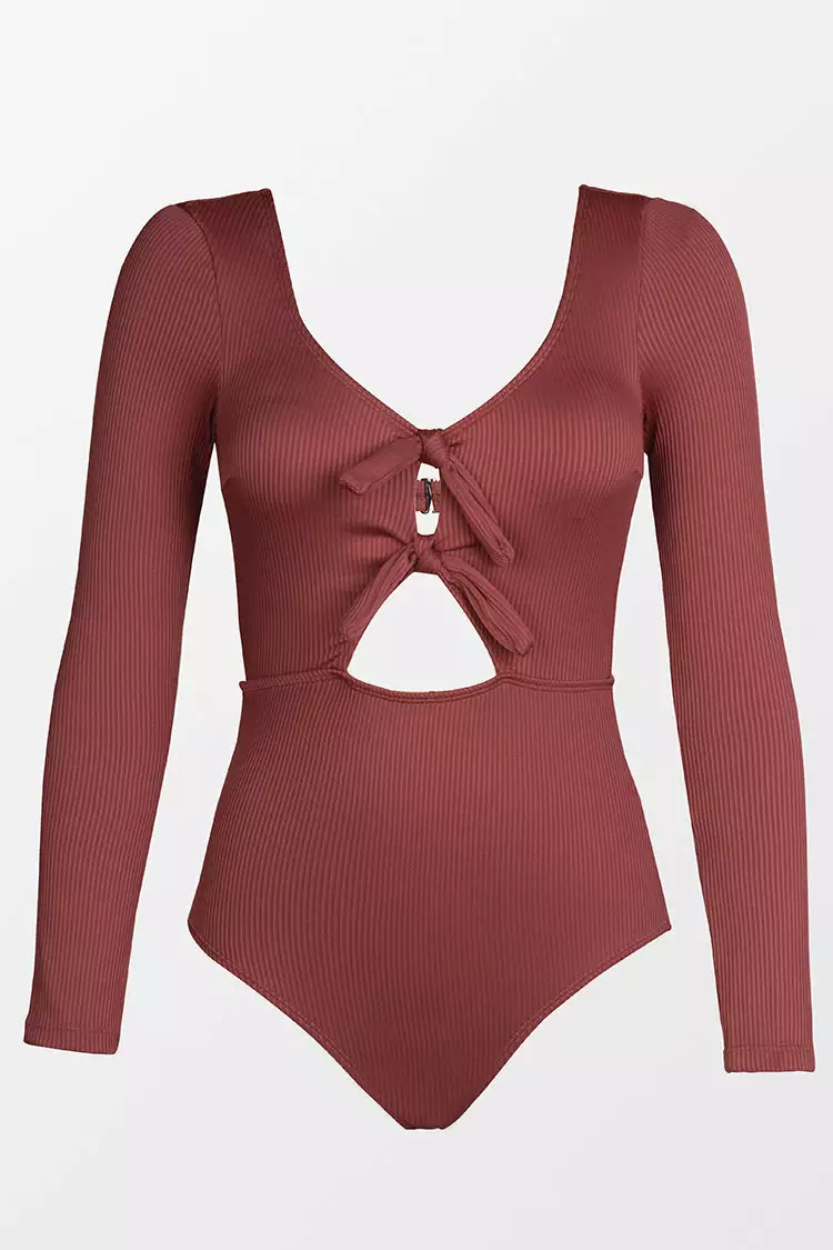 Cupshe Winter Scoop Cut Out Long Sleeve One Piece Swimsuit 3 Cupshe Winter Scoop Cut Out Long Sleeve One Piece Swimsuit - Image 3