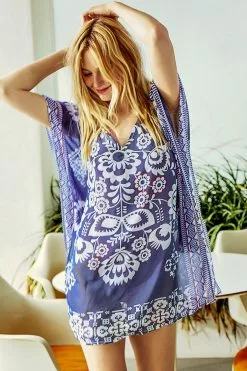 Cupshe Navy blue Floral Print Cover Up