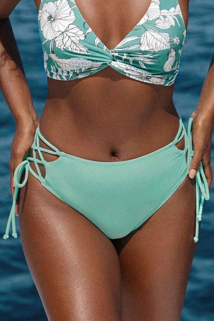 Cupshe Fiona Green Lace-up Bikini Bottom 1 Cupshe Fiona Green Lace-up Bikini Bottom