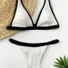 Cupshe Contrast Trim Smocked Bikini
