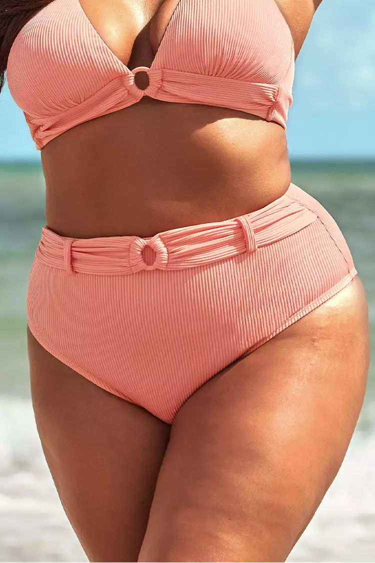 Cupshe Janet O-ring Belt High Waisted Plus Size Bikini Bottom 1 Cupshe Janet O-ring Belt High Waisted Plus Size Bikini Bottom