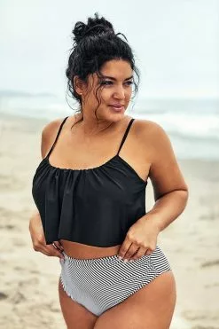 Cupshe Ruffle Plus Size Bikini With High Waisted Bottom