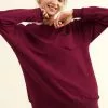Cupshe Havana Burgundy Oversized Pullover Sweatshirt