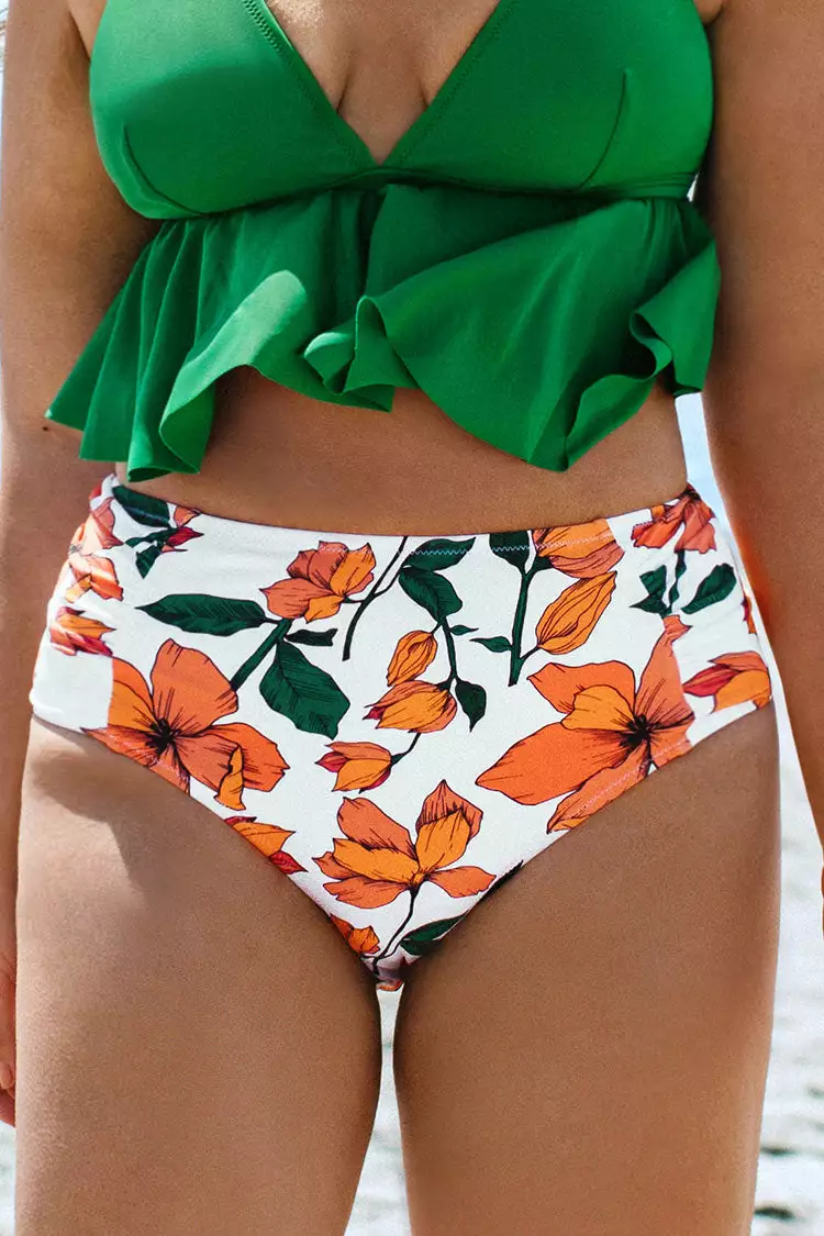 Cupshe Zoe Floral High Waisted Plus Size Bikini Bottom 1 Cupshe Zoe Floral High Waisted Plus Size Bikini Bottom