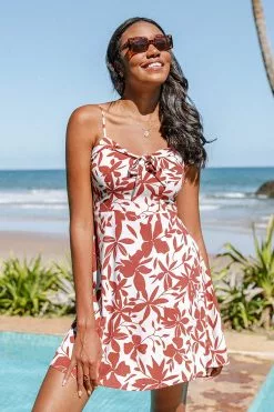 Cupshe Gillian Floral Tie Front Smocked Dress