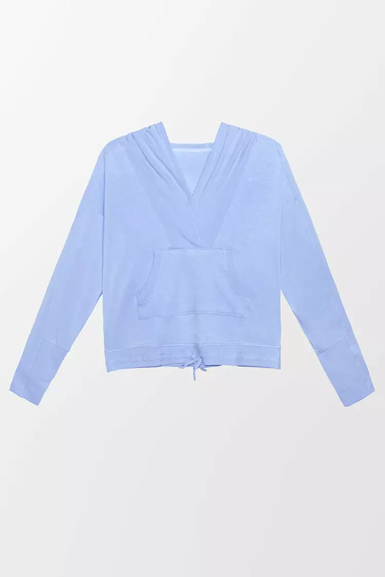 Cupshe Private Jet Light Blue Long Sleeve Drawstring Hoodie 5 Cupshe Private Jet Light Blue Long Sleeve Drawstring Hoodie - Image 5