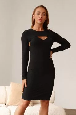 Cupshe Christian Black Cut Out Long Sleeve Dress