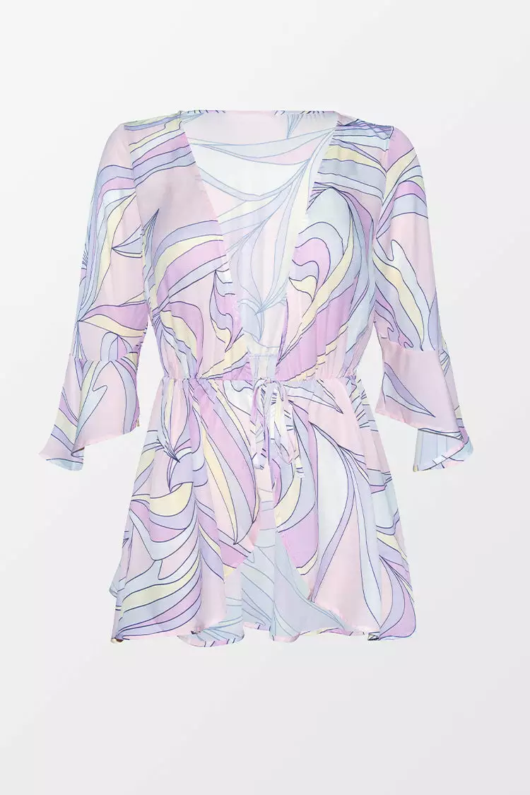 Cupshe Samantha Bell Sleeve Tie Waist Cover Up 3 Cupshe Samantha Bell Sleeve Tie Waist Cover Up - Image 3