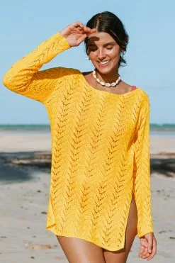 Cupshe Yellowstone Crochet Split Side Cover Up