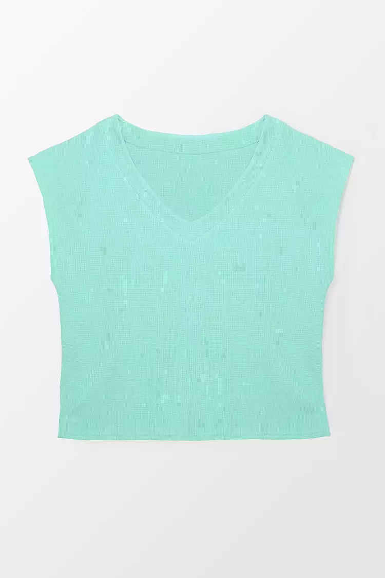 Cupshe Honey Green V-neck Sweatshirt 3 Cupshe Honey Green V-neck Sweatshirt - Image 3