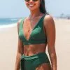 Cupshe Armani Green Back Hook High Waisted Bikini