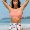 Cupshe Kaliyah Scalloped Trim One Shoulder Floral Bikini