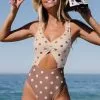 Cupshe Kaylyn Polka Dot V-neck Frill Ruched Cut Out One Piece Swimsuit