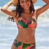 Cupshe Navy Tropical Ruched Bikini