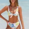Cupshe Happy Blossom Bunny Tie Bralette and High Waist Bikini Set