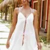 Cupshe Yasmine White V-neck Drawstring Halter Dress