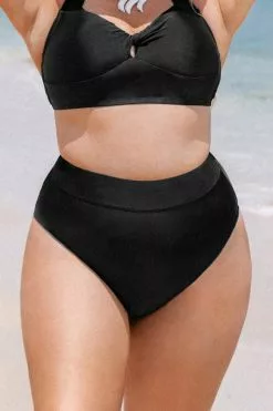 Cupshe Charmed Romance Banded High Waist Plus Size Bikini Bottom