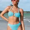 Cupshe Sunny Days Texture O-Ring Bandeau and Banded Hipster Bikini Set