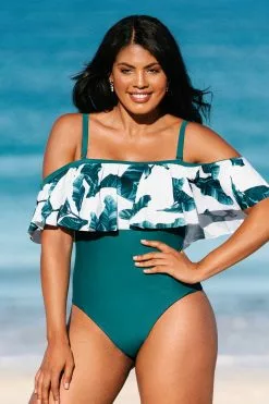 Cupshe Zora Tropical Plus Size One Piece Swimsuit