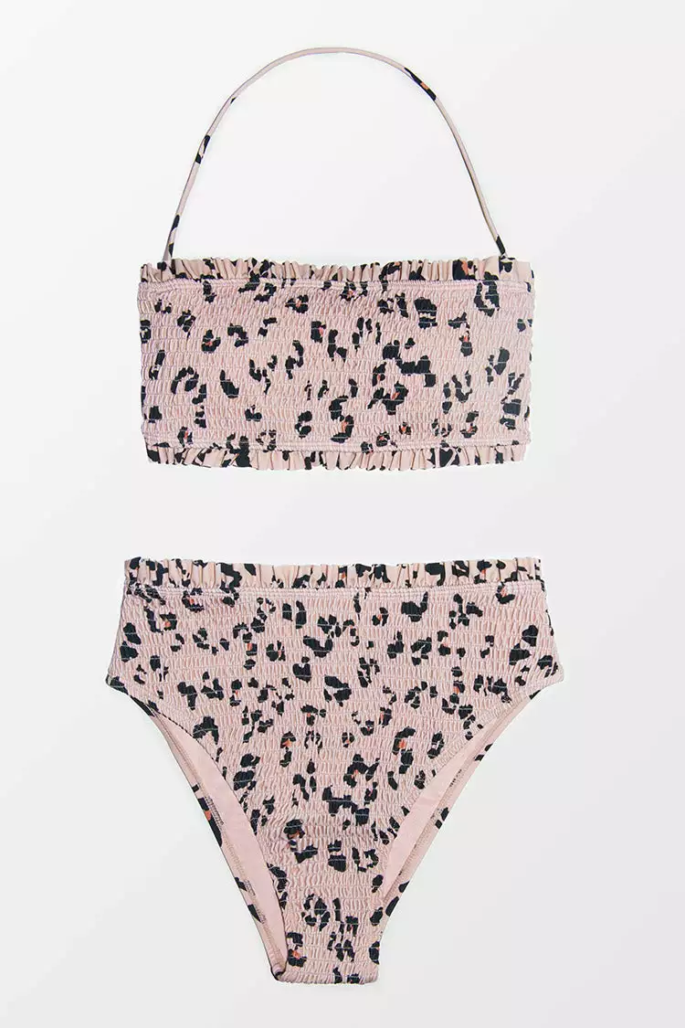 Cupshe Lesley Leopard Smocked Lace Up Bikini 4 Cupshe Lesley Leopard Smocked Lace Up Bikini - Image 4