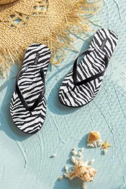 Cupshe Safari Zebra Striped Flip Flops