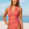 Cupshe Whitney Ruched Halter One Piece Swimsuit