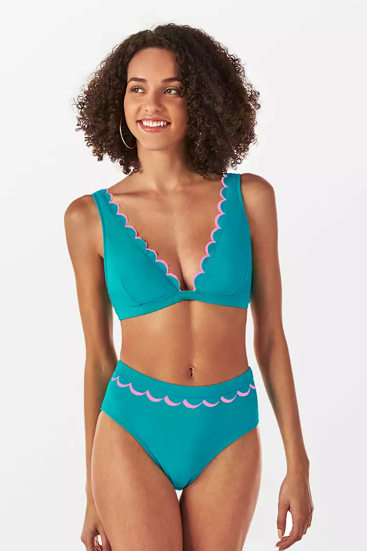 Cupshe Aqua and Pink Scalloped Bikini 3 Cupshe Aqua and Pink Scalloped Bikini - Image 3