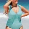 Cupshe Charmed Romance Faux Bow Plus Size One Piece Swimsuit