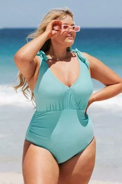 Cupshe Charmed Romance Faux Bow Plus Size One Piece Swimsuit
