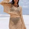 Cupshe Hermosa Drop Shoulder Sleeve Crochet Coverup Set