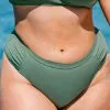 Cupshe Braylee Green Ruched Plus Size Bikini Bottom