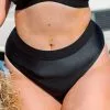 Cupshe Braelyn Black High Waisted Plus Size Bikini Bottom