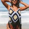 Cupshe Carissa Crochet Fringe Hem Slip Cover Up