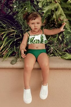 Cupshe Emilee Leafy Ruffle Bandeau Bikini For Toddler Girls And Girls