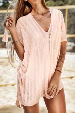 Cupshe Pink Crochet Tassels Cover Up