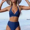 Cupshe Seaside Holiday Tall Halter and Banded High Waist Bikini Set