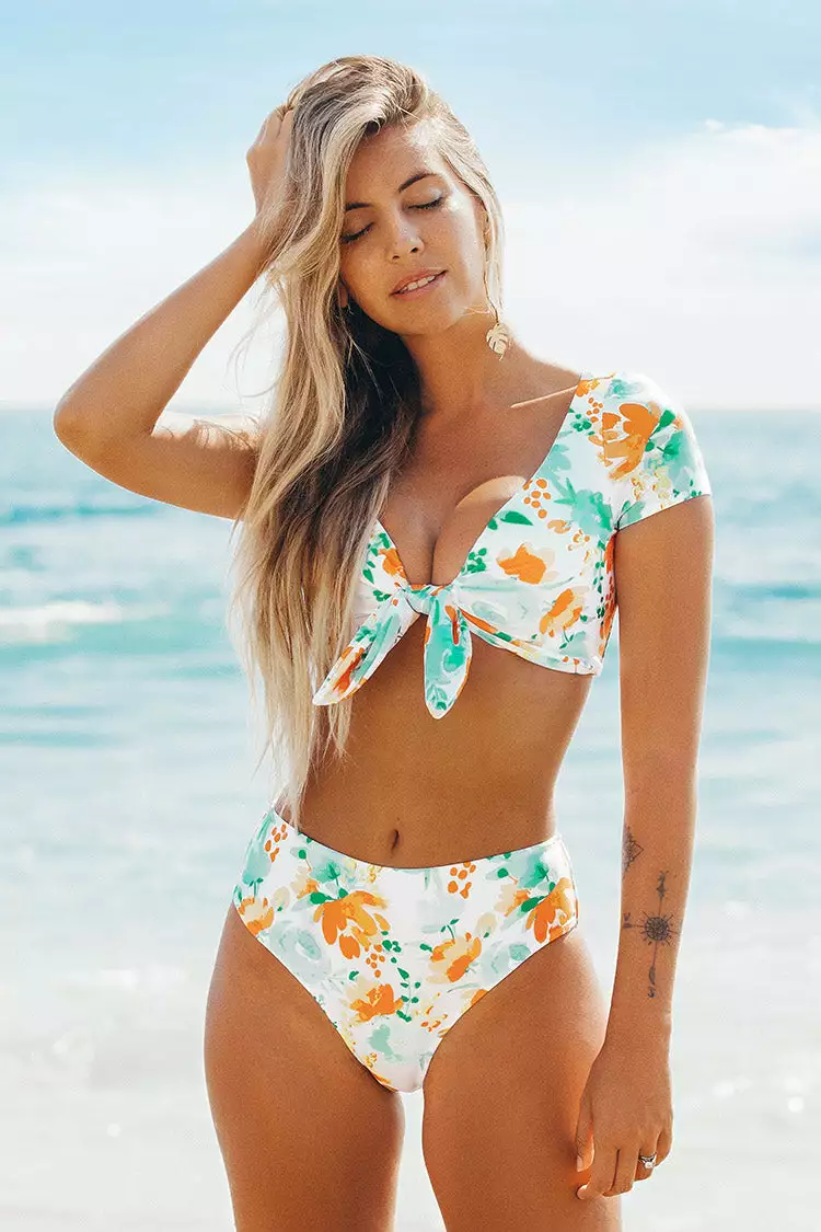 Cupshe Sweet Floral Bowknot Tank Bikini 1 Cupshe Sweet Floral Bowknot Tank Bikini