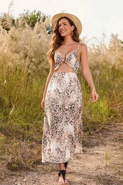 Cupshe Khaleesi Leopard Cutout Slip Dress