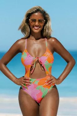 Cupshe Floral Impressions Tunneled Cutout One Piece Swimsuit