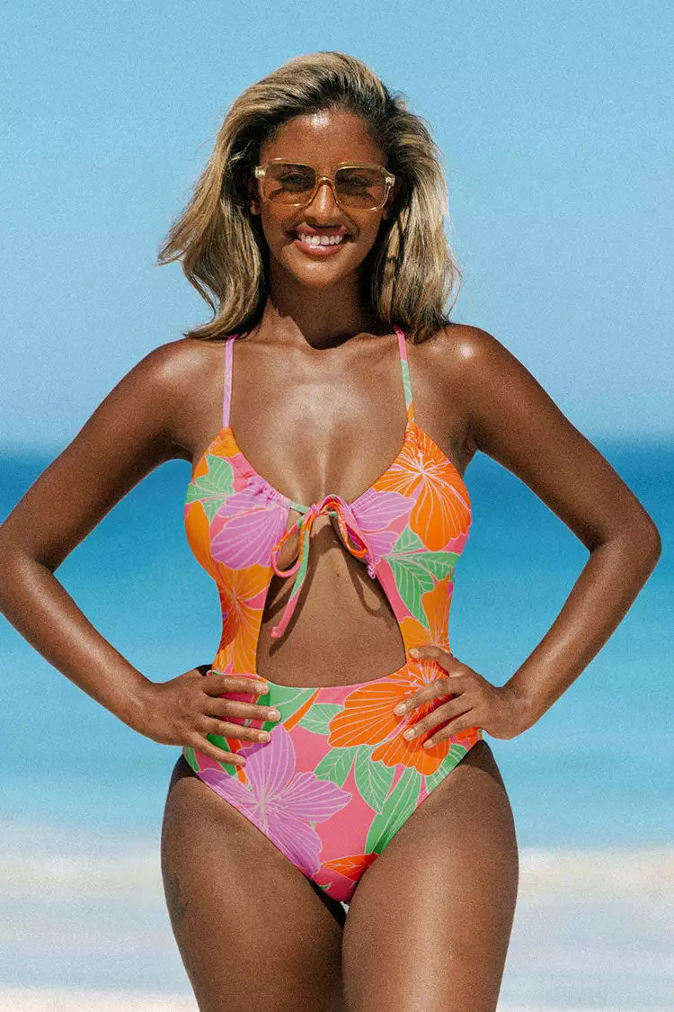 Cupshe Floral Impressions Tunneled Cutout One Piece Swimsuit 1 Cupshe Floral Impressions Tunneled Cutout One Piece Swimsuit