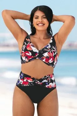 Cupshe Patricia Floral Twist Plus Size Bikini Bottom