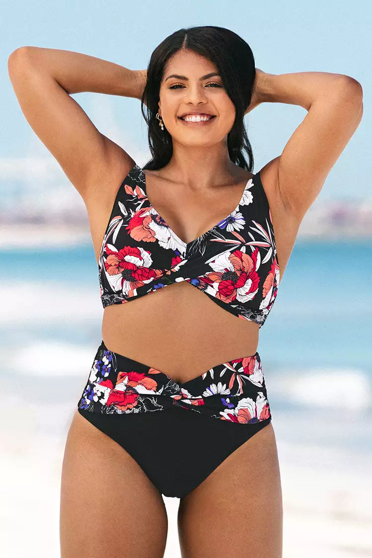 Cupshe Patricia Floral Twist Plus Size Bikini Bottom 1 Cupshe Patricia Floral Twist Plus Size Bikini Bottom