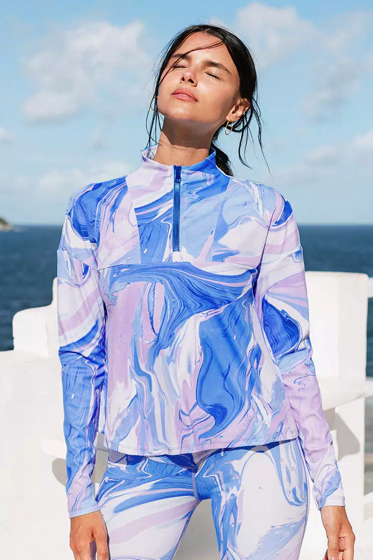 Cupshe Spring Fling Marble Zipper Front Sweatshirt 1 Cupshe Spring Fling Marble Zipper Front Sweatshirt