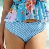 Cupshe Julie Blue Striped Plus Size Bikini Bottom
