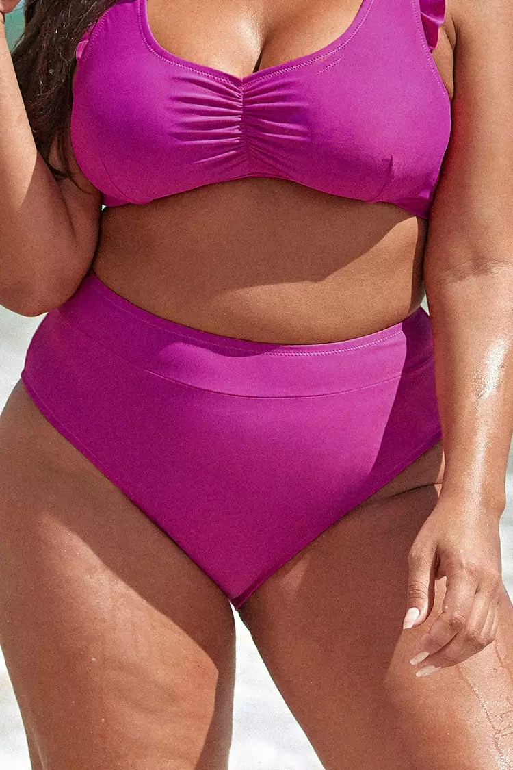 Cupshe Amira Fuchsia High Waisted Plus Size Bikini Bottom 1 Cupshe Amira Fuchsia High Waisted Plus Size Bikini Bottom