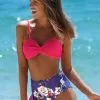 Cupshe Neon Pink Bikini with Floral Bottom