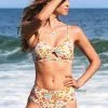 Cupshe Everlee Floral Lace Up Mid Waist Bikini
